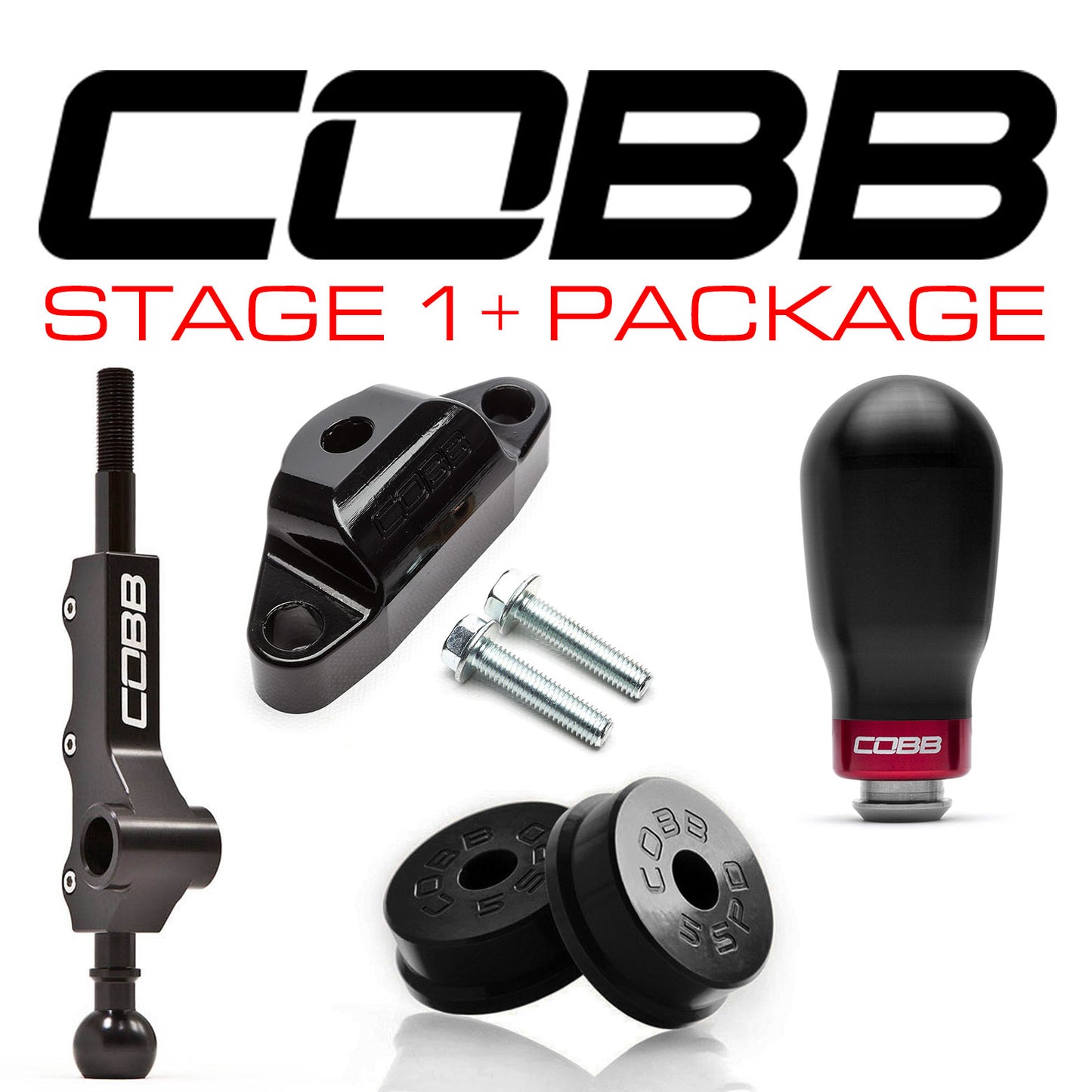 COBB 08+ Subaru WRX / 05-09 LGT / 06-08 FXT 5MT Stg 1+ Drivetrain Pkg (Tall Weighted Knob) - White 214X01P-TW-W