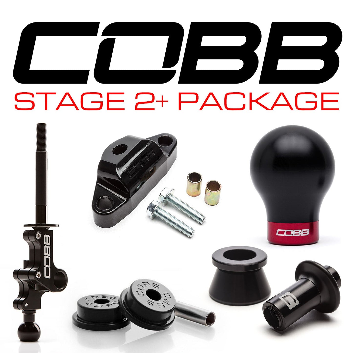 COBB Subaru STI 6MT Stage 2+ Drivetrain Package w/Weighted White Knob + Race Red Lockout 215X02P-WK-WT-RDBK