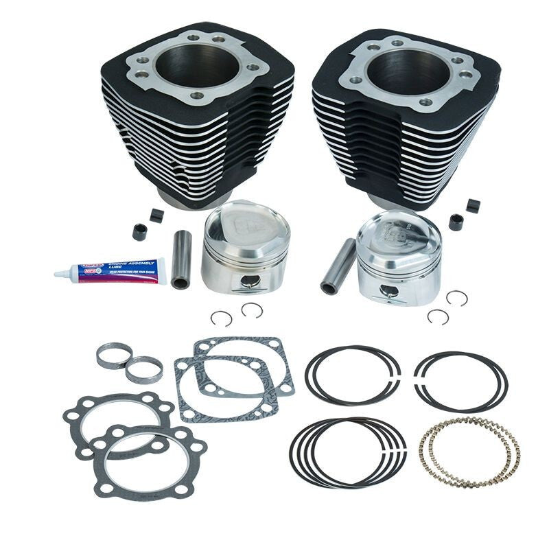 S&S Cylinder 84-99 BT w/Super Stock Cylinder Heads 80in 3 1/2in Bore Cylinder & Piston Kit - WBlack - 91-7713