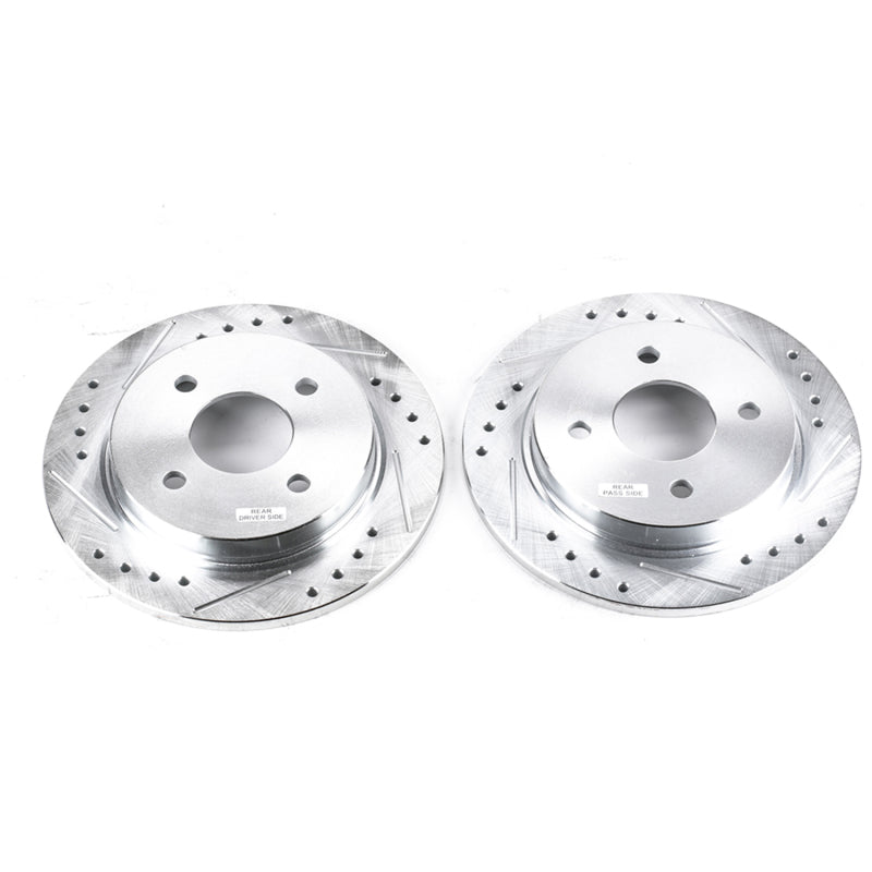 Power Stop 14-19 Ford Fiesta Rear Evolution Drilled & Slotted Rotors - Pair PowerStop