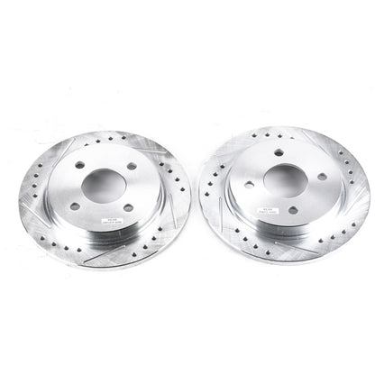 Power Stop 14-19 Ford Fiesta Rear Evolution Drilled & Slotted Rotors - Pair PowerStop
