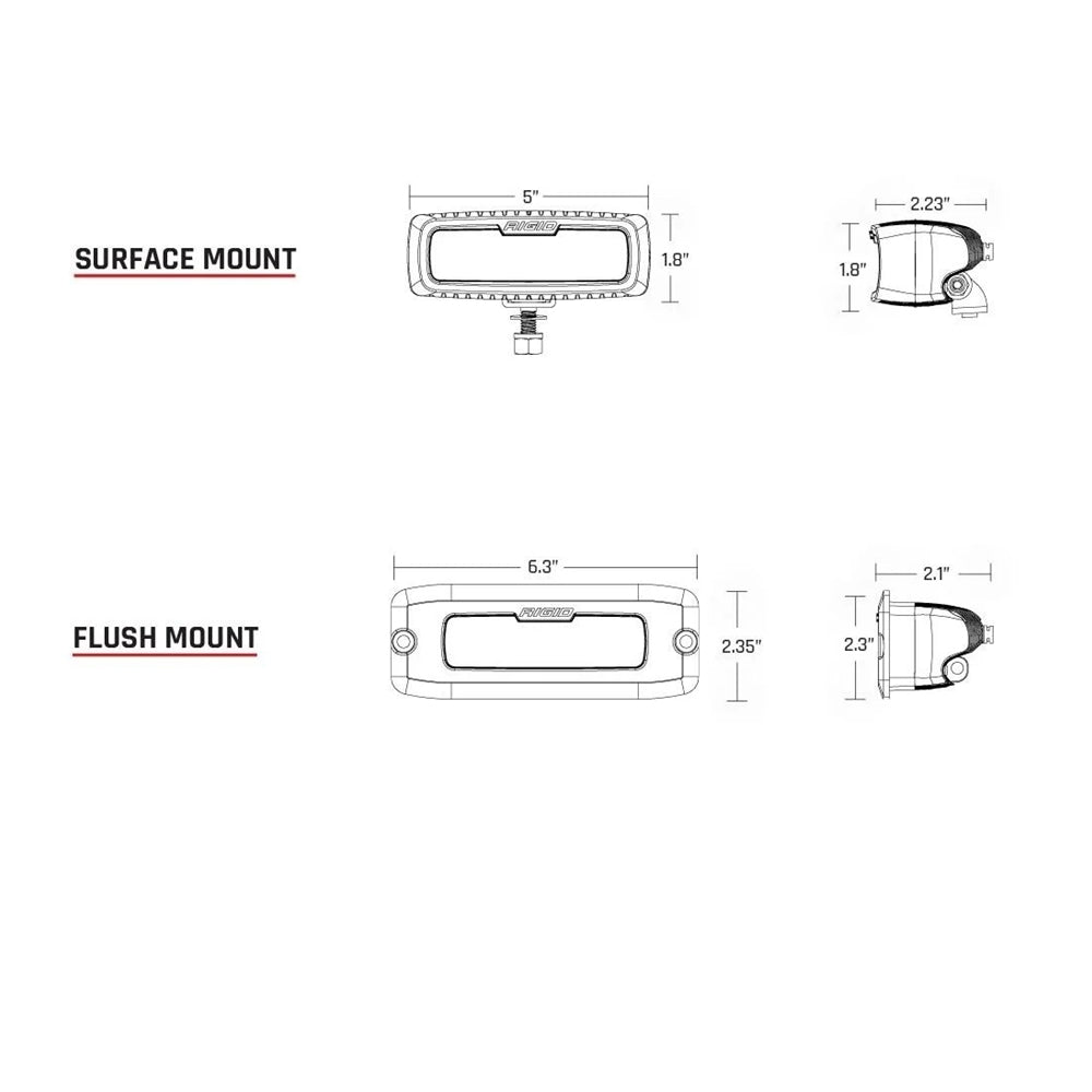 Rigid Industries Spot Diffused Midnight Surface Mount Pair SR-Q Pro - 905513BLK