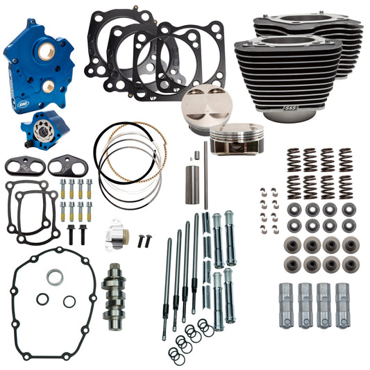 S&S Cycle 2017+ M8 4.250in Bore 550C Cam w/ Chrm Pushrods Power Pack - Wrinkle Blk w/ HL - Incl. VVT