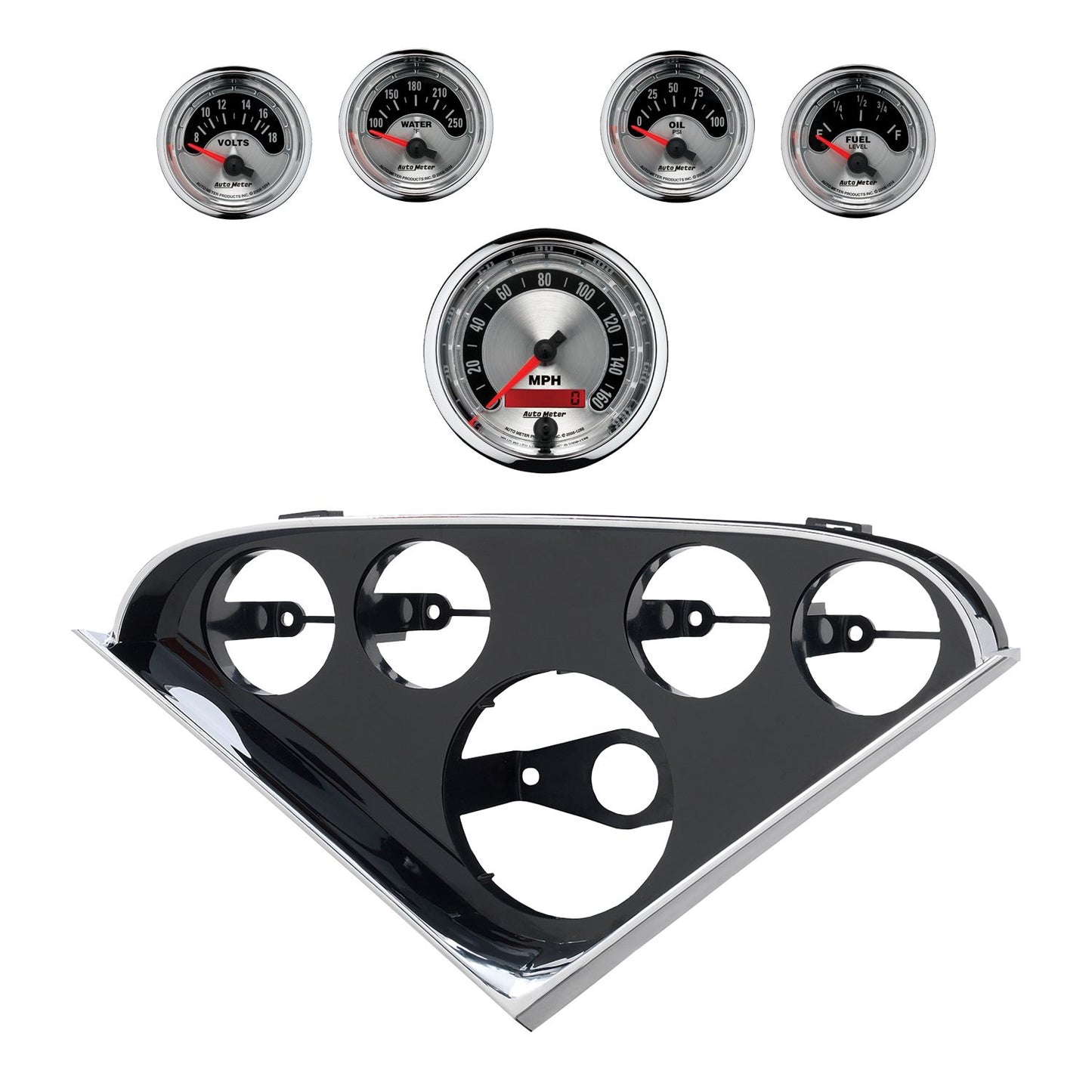 Autometer American Muscle Direct Fit Dash Kit 55-56 Chevrolet (1 x 3-3/8in. / 4 x 2-1/16in.) 2207-01