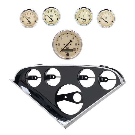 Autometer Antique Beige Direct Fit Dash Kit 55-56 Chevrolet (1 x 3-3/8in. / 4 x 2-1/16in.) 2207-02
