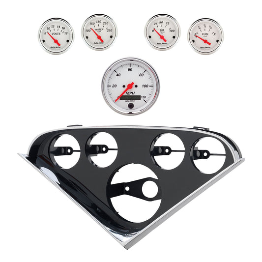 Autometer Arctic White Direct Fit Dash Kit 55-56 Chevrolet (1 x 3-3/8in. / 4 x 2-1/16in.) 2207-03