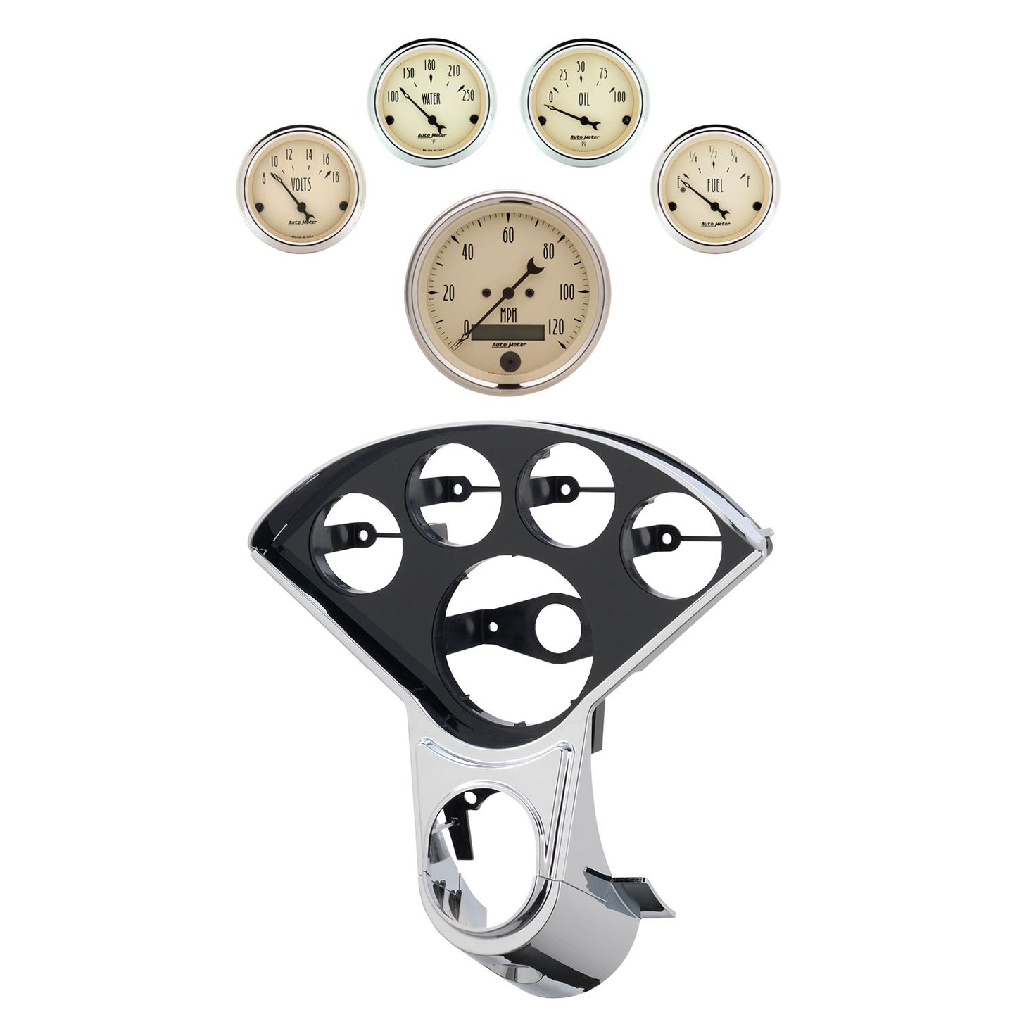 Autometer Antique Beige Direct Fit Dash Kit 55-59 Chevy Truck (1 x 3-3/8in. / 4 x 2-1/16in.) 2208-02