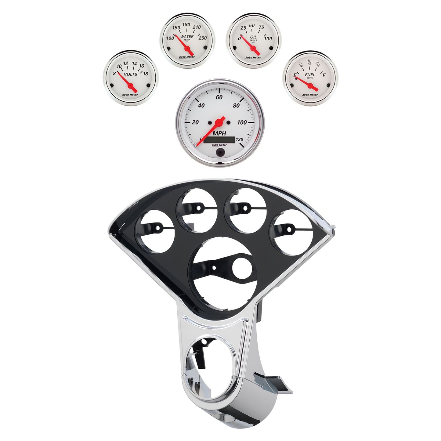 Autometer Arctic White Direct Fit Dash Kit 55-59 Chevy Truck (1 x 3-3/8in. / 4 x 2-1/16in.) 2208-03