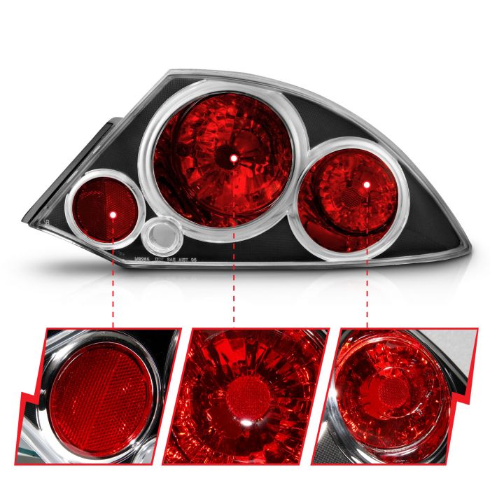 ANZO MITSUBISHI ECLIPSE 00-05 TAIL LIGHTS BLACK - 221081