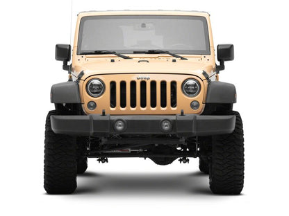 Raxiom 07-18 Jeep Warngler Axial Series 7-Inch LED Headlights w DRL/ Black Housing - Clear Lens