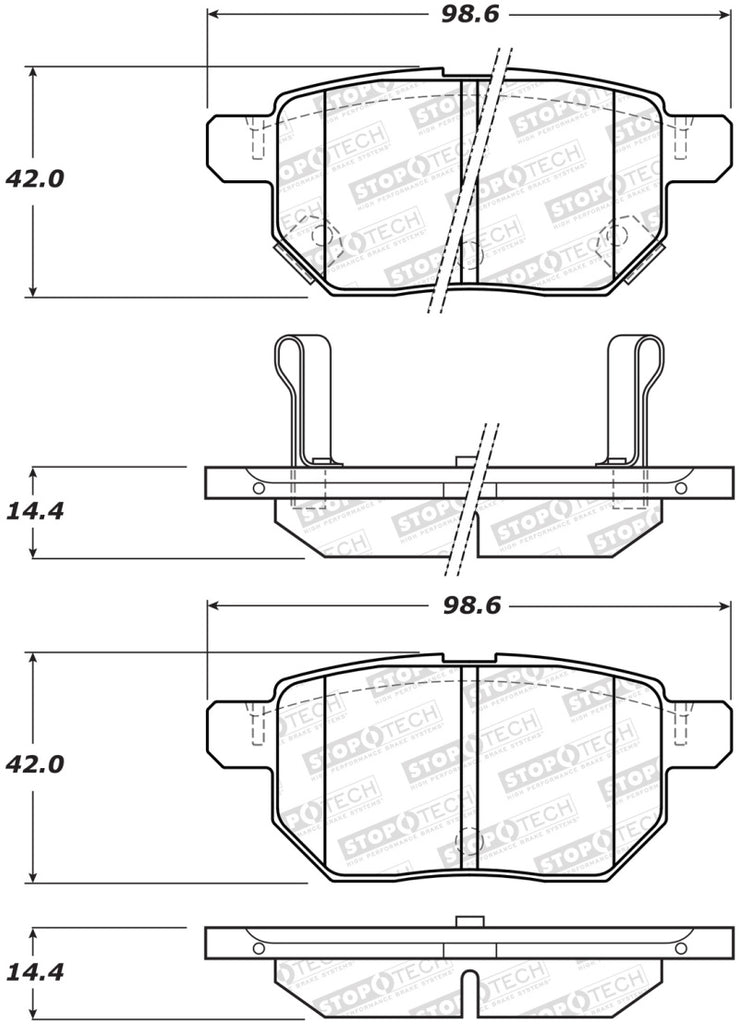 StopTech Premium Ceramic Rear Brake Pads - 308.14230