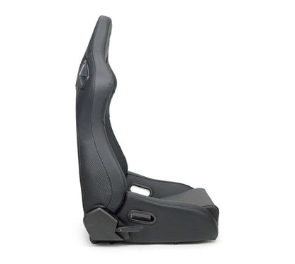 NRG Omega Reclinable Racing Seat (Pair) Black with Black Carbon Vinyl Back - RSC-750BK/BK L/R