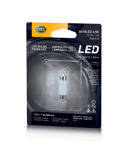Hella LED 6418 12V 1W SV8.5-8 6.5K 36 SING Bulb