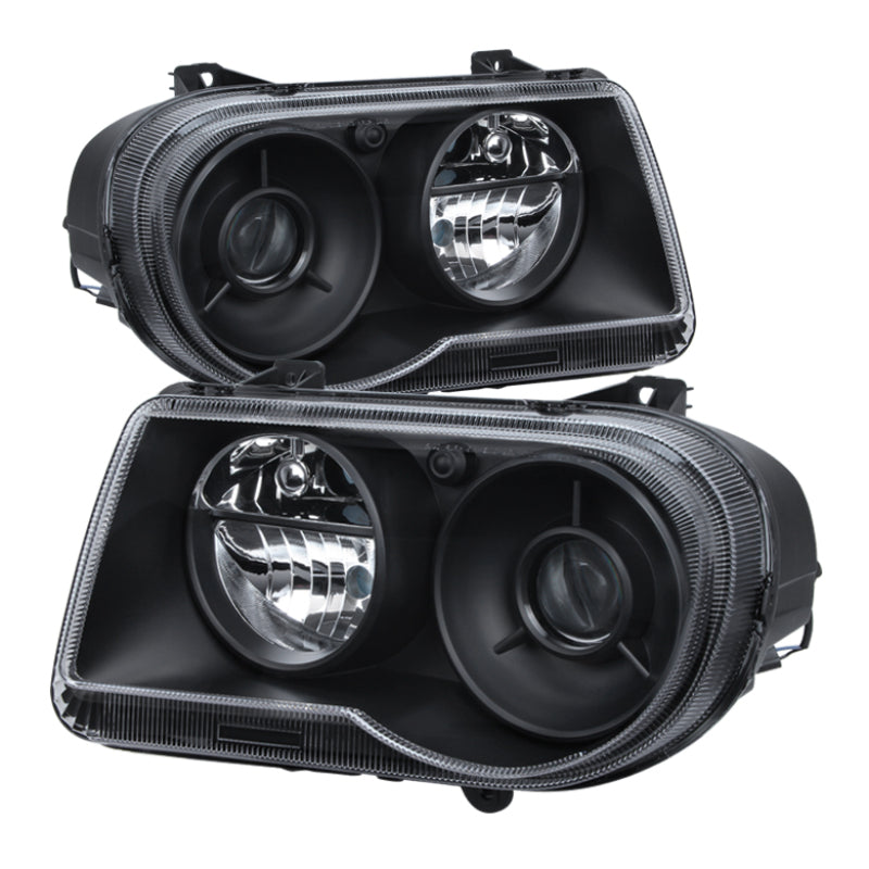 Xtune Chrysler 300C w/ Halogen Projection Style Only 05-10 Headlights Black HD-JH-C300C-BK SPYDER