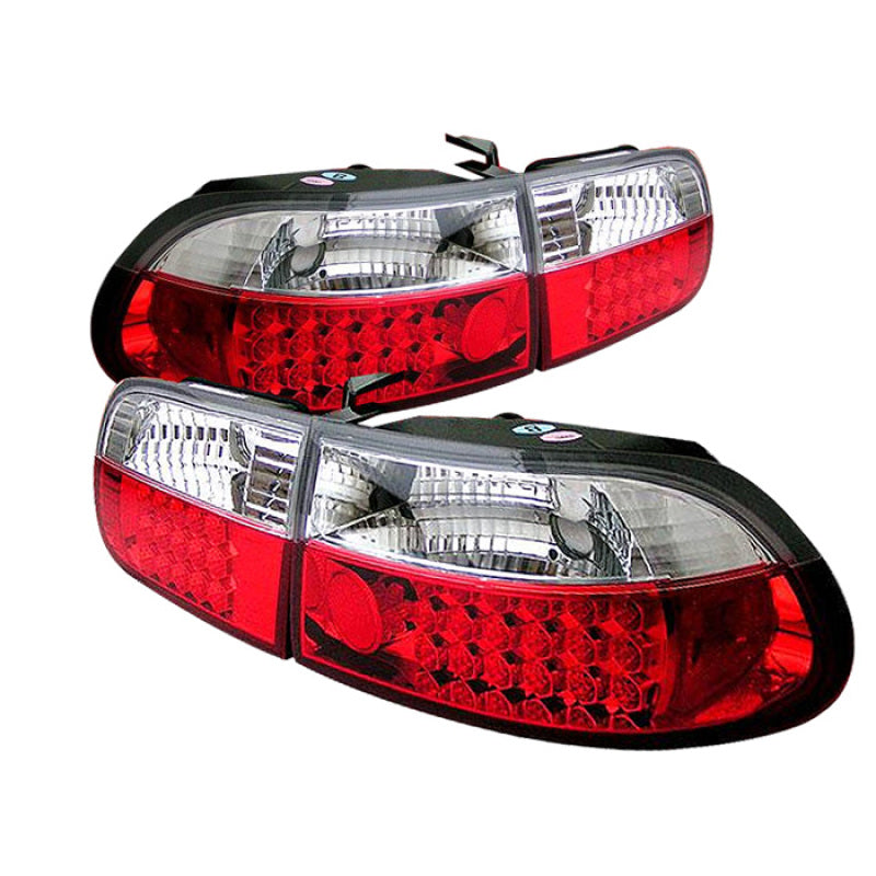 Spyder Honda Civic 92-95 3DR LED Tail Lights Red Clear ALT-YD-HC92-3D-LED-RC SPYDER