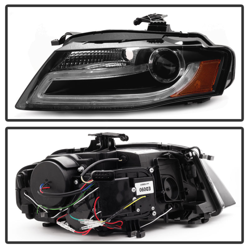 Spyder Audi A4 09-12 Projector Headlights Halogen Model Only - DRL LED Black PRO-YD-AA408-DRL-BK SPYDER