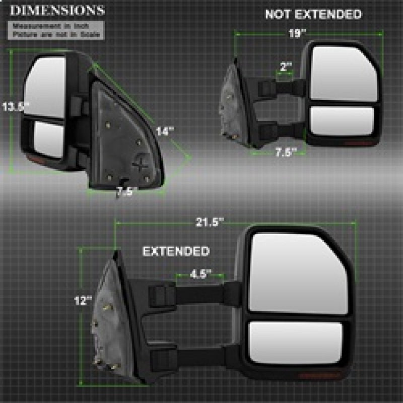 xTune 08-15 Ford F-250 SD Heated Adj LED Signal Power Mirror - Smk (MIR-FDSD08S-G4-PW-RSM-SET) SPYDER