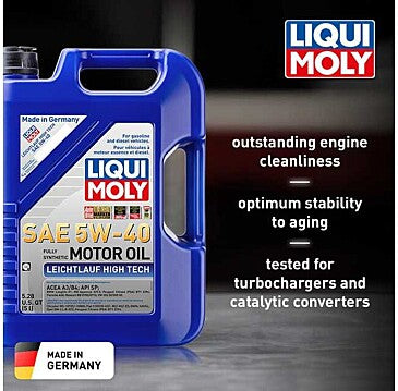 Liqui Moly Leichtlauf High Tech SAE 5W-40 Full Synthetic Motor Oil - 5 Liter (Case of 4) - Part #2332