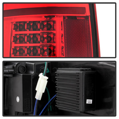 xTune 09-14 Ford F-150 Light Bar LED Tail Lights - Red Clear (ALT-JH-FF15009-LBLED-RC) SPYDER