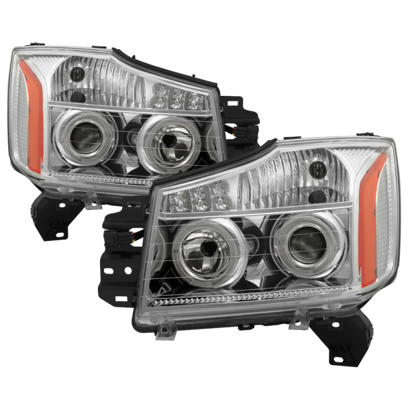 Xtune Nissan Titan 04-14 Projector Headlights LED Halo Chrome PRO-JH-NTI04-LED-C SPYDER