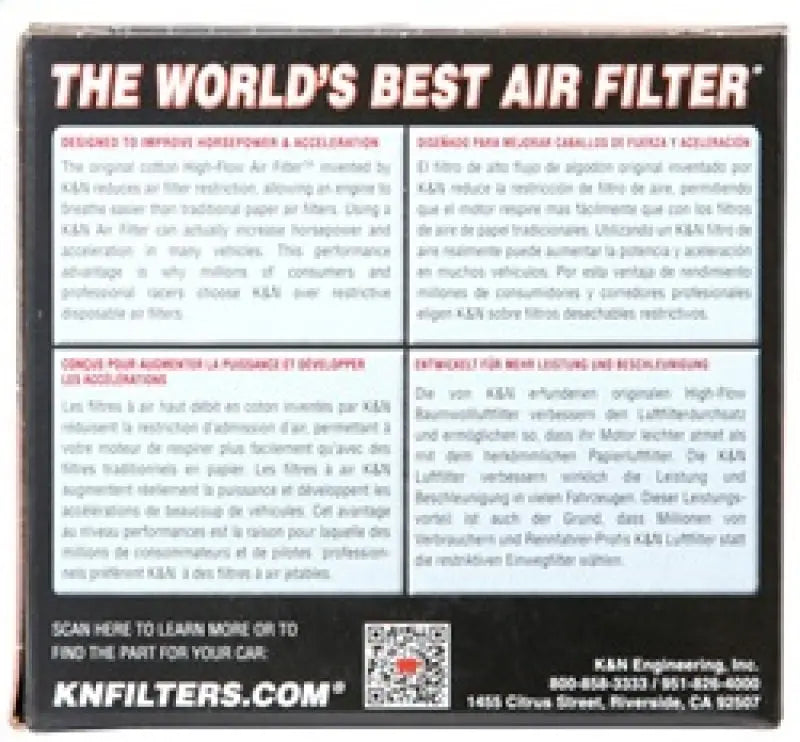 K&N Universal Chrome Filter 2 1/2 inch O/S FLG / 4 1/2 inch OD / 2 inch Height K&N Engineering