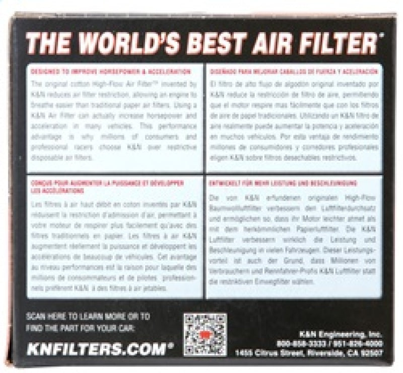 K&N Uni Chrome Oval Tapered Filter 2.125in FlgID x 4inB OL x 3inB OW x 3inT OL x 2inT OW x 2.75in H K&N Engineering