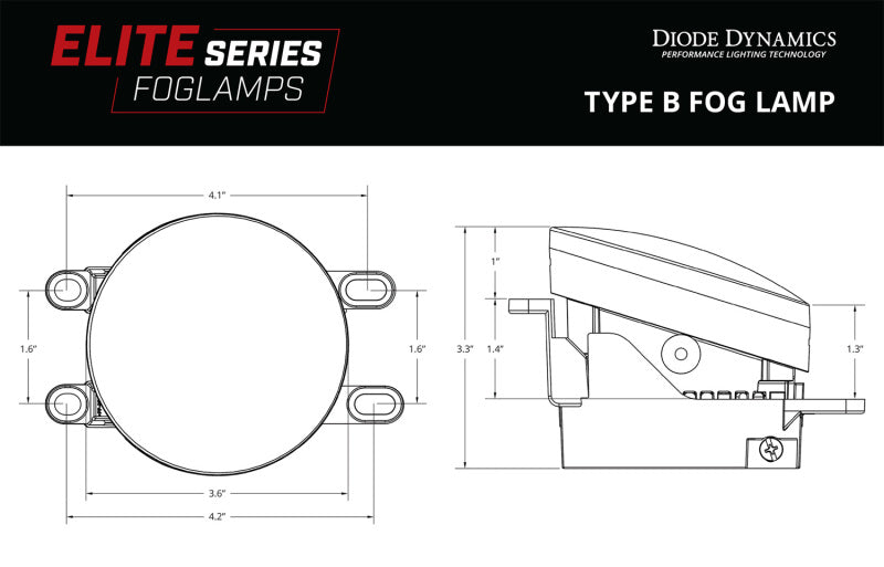 Diode Dynamics Elite Series Type B Fog Lamps - Yellow (Pair) Diode Dynamics