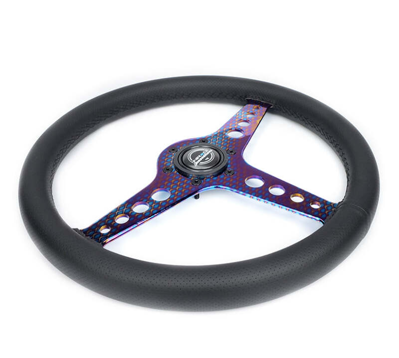 NRG Light Weight Gaming Steering Wheel - Driftz 350mm 3 NeoChrome Spokes Perforated Leather - ST-034MC-PR