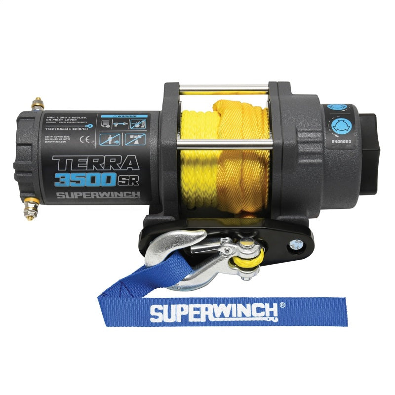 Superwinch 3500 LBS 12V DC 7/32in x 32ft Synthetic Rope Terra 3500SR Winch - Gray Wrinkle Superwinch