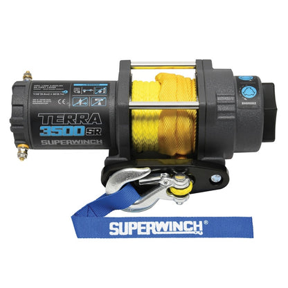 Superwinch 3500 LBS 12V DC 7/32in x 32ft Synthetic Rope Terra 3500SR Winch - Gray Wrinkle Superwinch