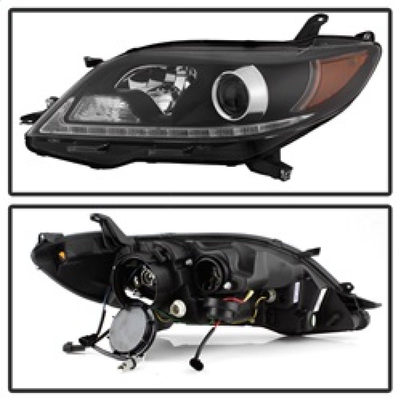Spyder Toyota Sienna 2011-2014  Projector Headlights - DRL LED - Black PRO-YD-TSEN11-DRL-BK SPYDER