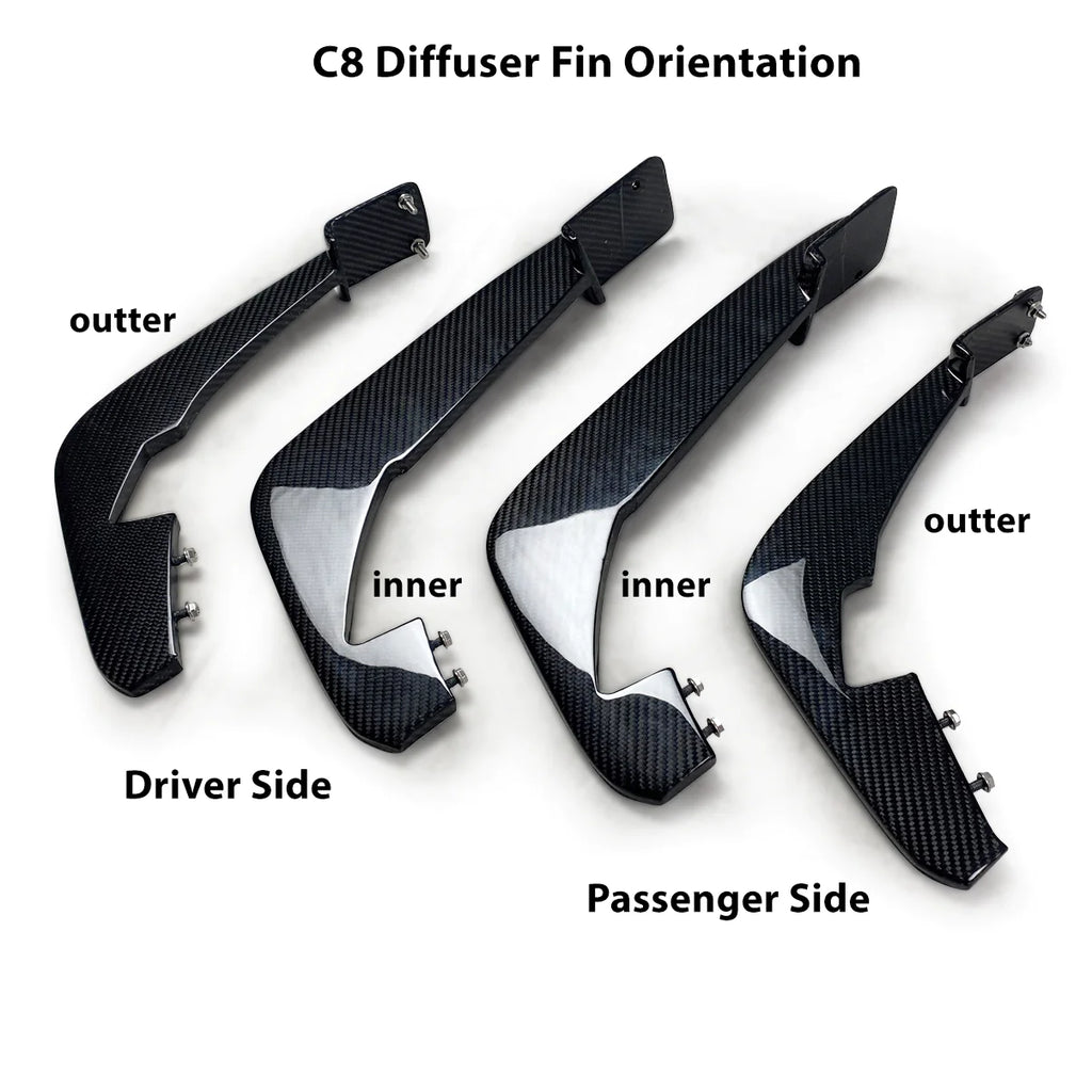 Anderson Composites 2020 - 2024 Corvette C8 Carbon Fiber Rear Diffuser Fins - AC-RDF20CHC8