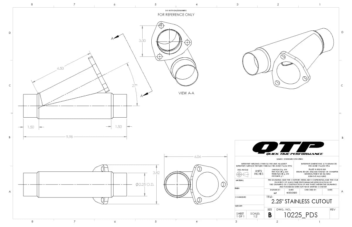 QTP 2.25 Inch Stainless Steel Exhaust Cutout (Universal) - 10225 QTP