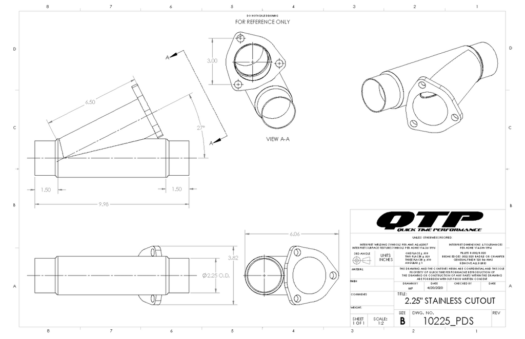 QTP 2.25 Inch Stainless Steel Exhaust Cutout (Universal) - 10225