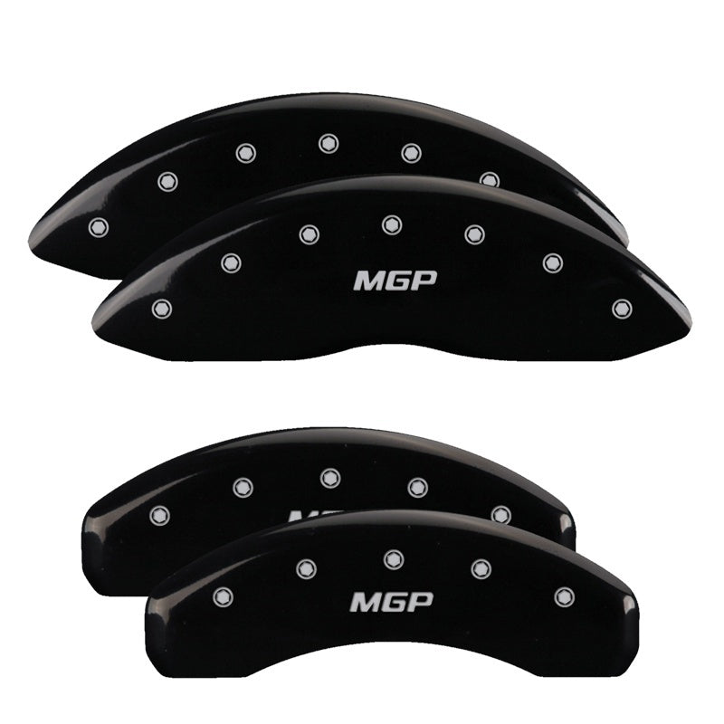 MGP 4 Caliper Covers Engraved Front & Rear MGP Black Finish Silver Characters 2018 Tesla S MGP