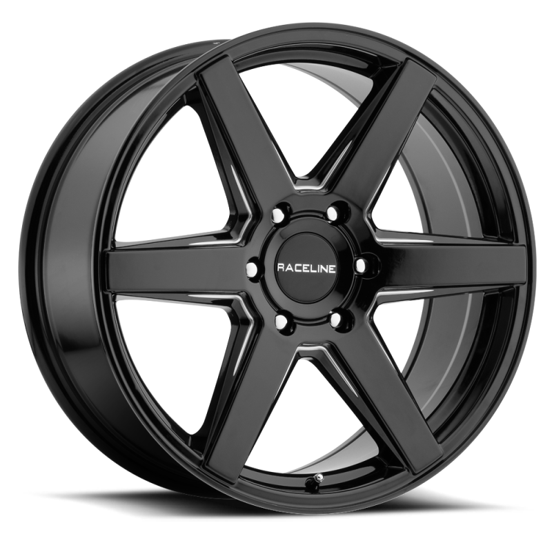 Raceline 156B Surge 22x9.5in / 6x139.7 BP / 15mm Offset / 106.1mm Bore - Black & Milled Wheel