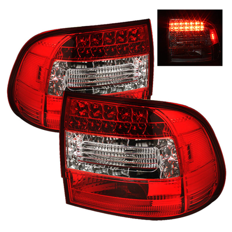 Spyder Porsche Cayenne 03-07 LED Tail Lights Red Clear ALT-YD-PCAY03-LED-RC SPYDER