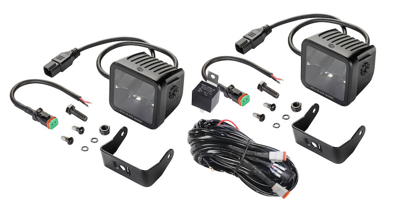 Hella Universal Black Magic 3.2in L.E.D. Cube Kit - Flood Beam (Long Range) Hella