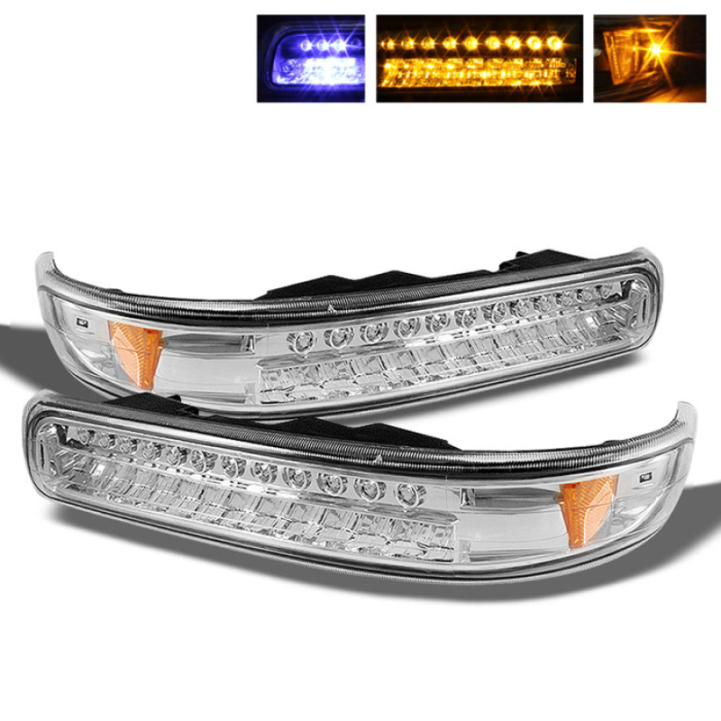 Xtune Chevy Silverado 99-02 LED Amber Bumper Lights Chrome CBL-CS99-LED-E SPYDER