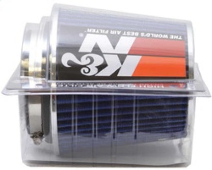 K&N Universal Air Filter Chrome Round Tapered Blue - 4in Flange ID x 1.125in Flange Length x 5.5in H K&N Engineering