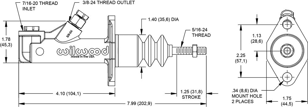 Wilwood 260-15091 GS Compact Remote Master Cylinder – 3/4in Bore