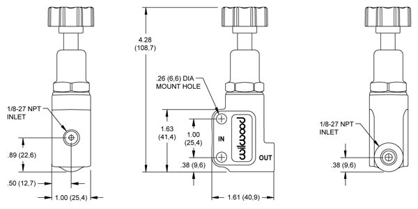 Wilwood 260-8419 Adjustable Proportioning Valve – Compact Knob Type