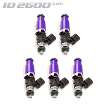 Load image into Gallery viewer, Injector Dynamics 2600-XDS Injectors - 60mm Length - 14mm Purple Top - 14mm Lower O-Ring (Set of 5) - 2600.60.14.14.5