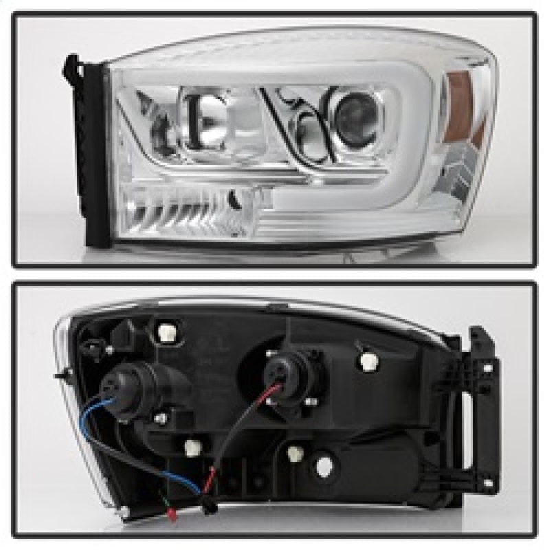 Spyder Dodge Ram 1500 06-08 V2 Projector Headlights - Light Bar DRL - Chrome (PRO-YD-DR06V2-LB-C) SPYDER
