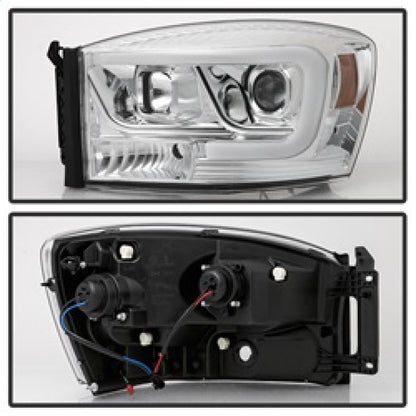 Spyder Dodge Ram 1500 06-08 V2 Projector Headlights - Light Bar DRL - Chrome (PRO-YD-DR06V2-LB-C) SPYDER