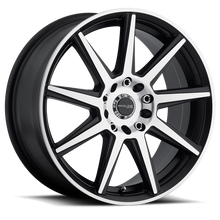 Load image into Gallery viewer, Raceline 144M Storm 18x7.5in / 5x100/5x114.3 BP / 42mm Offset / 72.62mm Bore- Black &amp; Machined Wheel