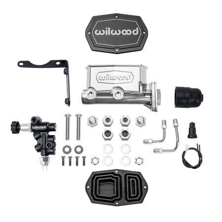 Wilwood MOPAR Compact Tandem M/C Kit w/ P-Valve & Pushrod 1in Bore - Chrome Powdercoat