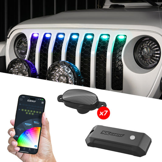 XKGlow XKmax 7pc Pre-Runner Style RGBW LED Grill Pods - Part MX-GPOD-7