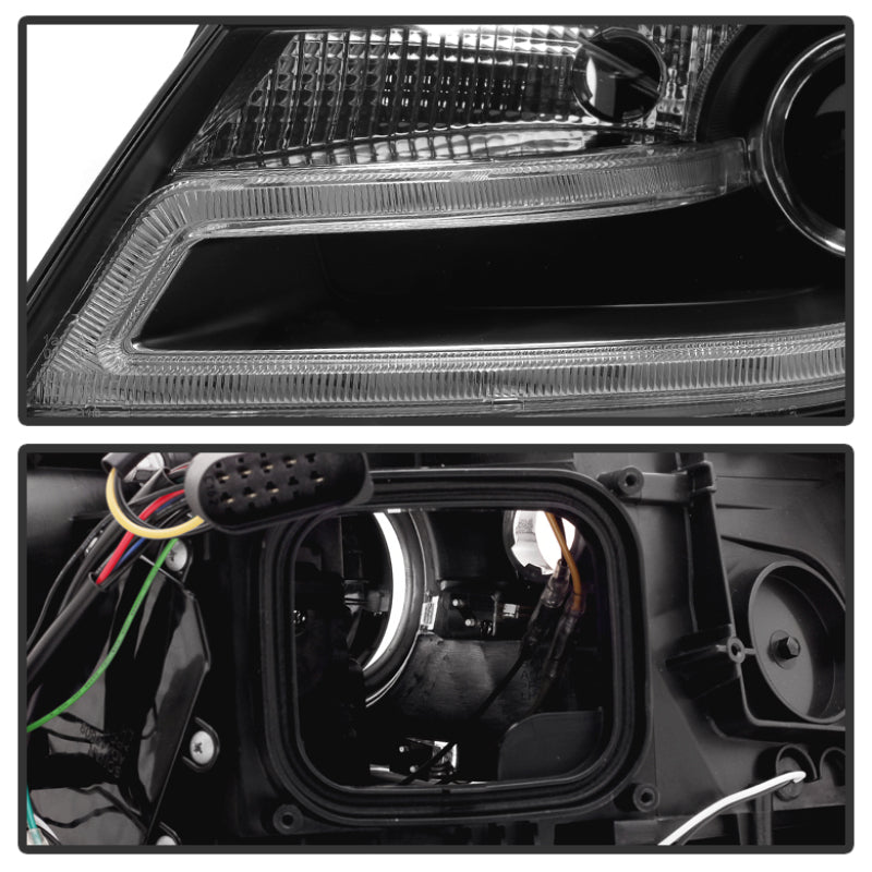 Spyder Audi A4 09-12 Projector Headlights Halogen Model Only - DRL LED Black PRO-YD-AA408-DRL-BK SPYDER