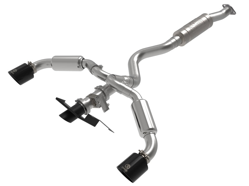 aFe 23-24 Toyota GR Corolla L3 1.6L (t) Gemini XV 3in to 2-1/2in Cat Back Exhaust w/ Black Tips aFe